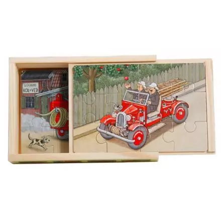 Lööf 4 x trä Brandbilar