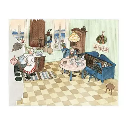 Teskedsgumman plockar bär, kök