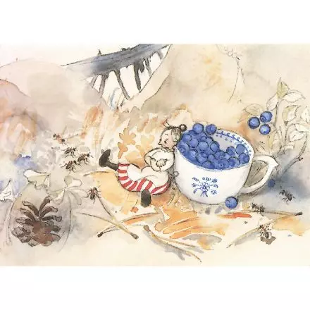 Teskedsgumman plockar bär